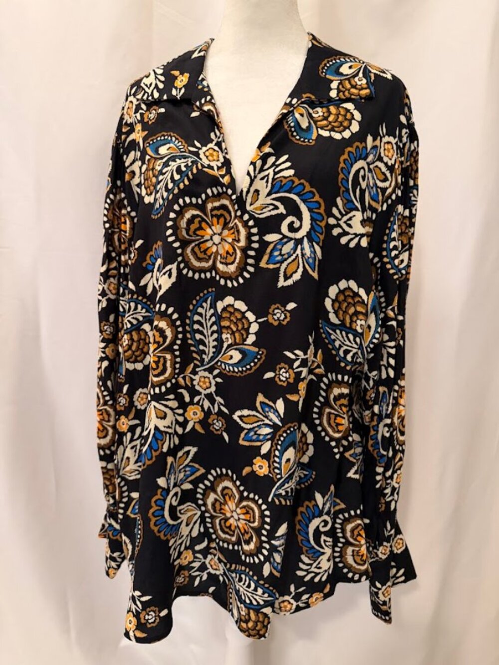NWOT KAREN KANE Multicolor Long Sleeve Blouse (100% Viscose) - 3x